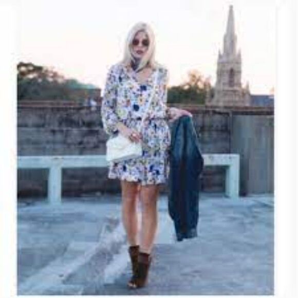 Banana Republic Floral Valeri Boho Cottage Core Mini Dress Size MED - Picture 2 of 11